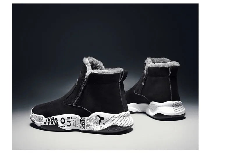 High-top snow boots with fleece lining, suede upper, and rubber platform sole in 2280 black and white
