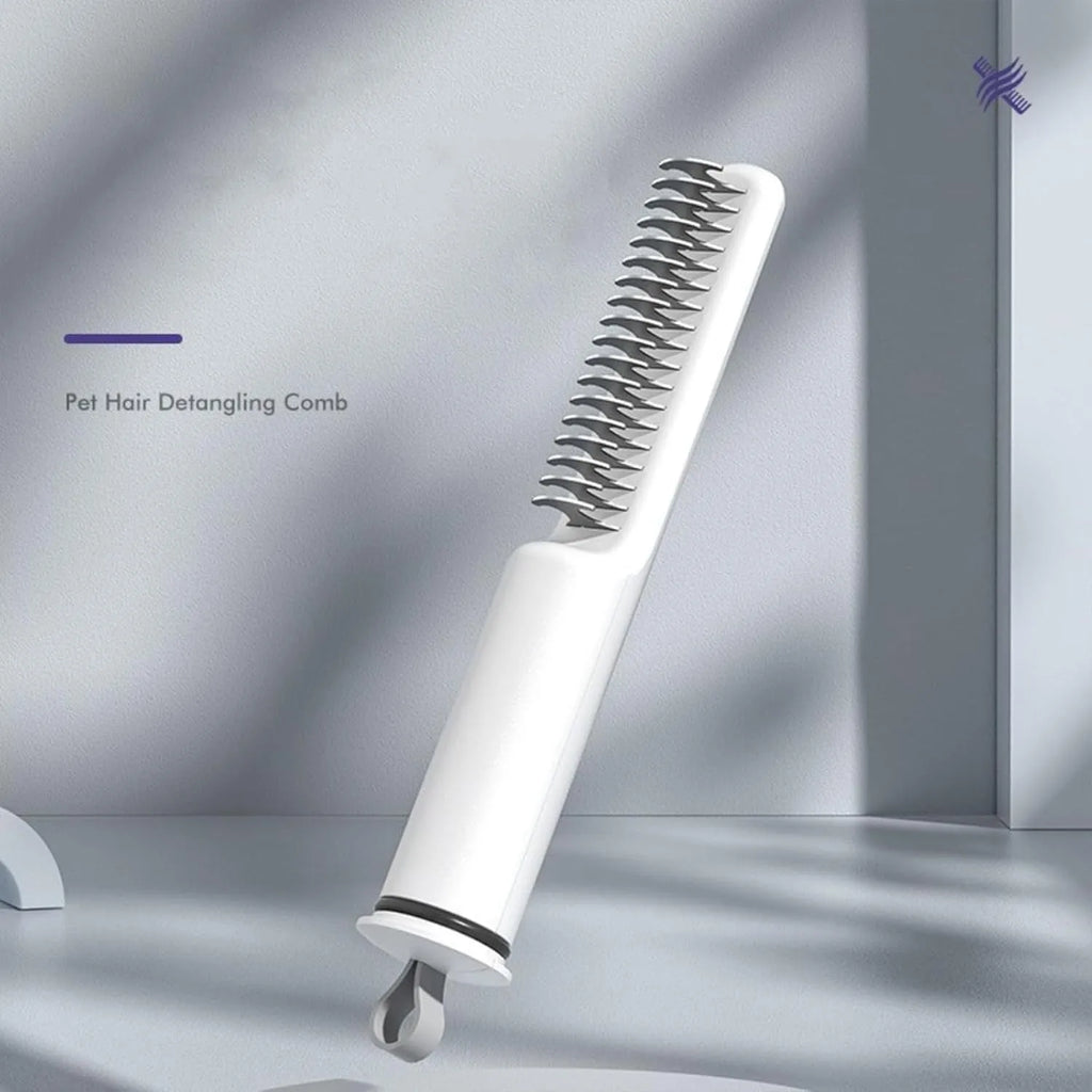 Stainless steel pet dematting comb with user-friendly handle for removing knots and mats from dog's coat