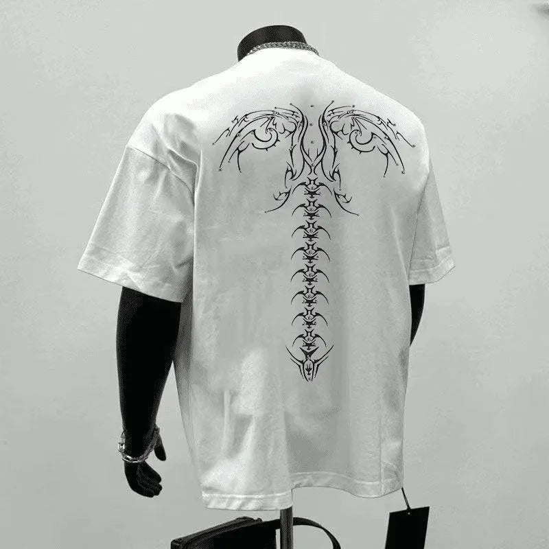 Men's pure cotton short sleeve T-shirt in loose fit business style, available in white and black colours