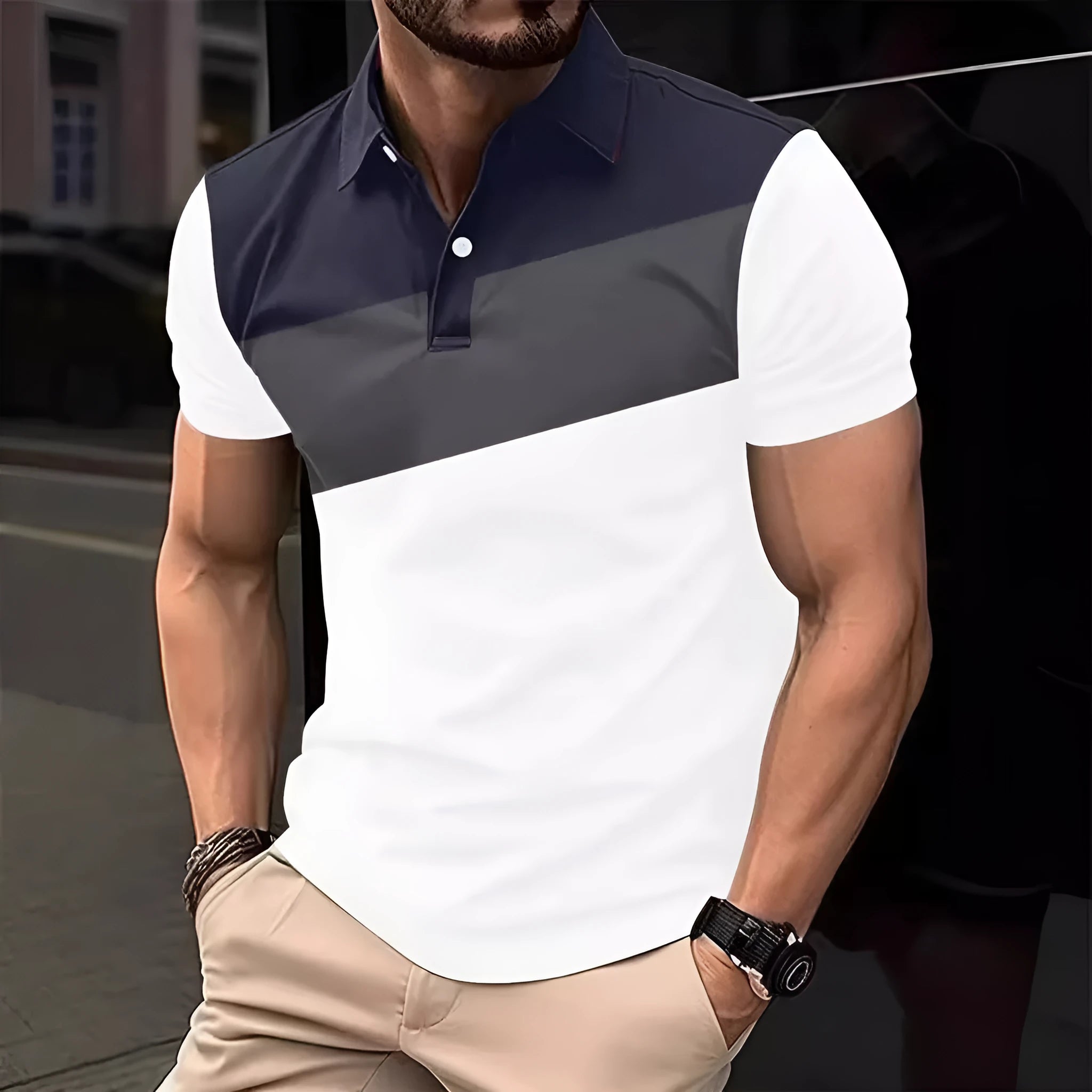 Men's loose fit short sleeve t-shirt with a colourful 3D digital printed pattern.