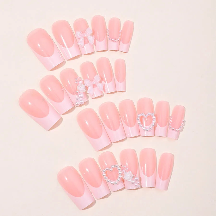 French Love Pearl fake nails removable stickers in XD93 colour with love pattern design
