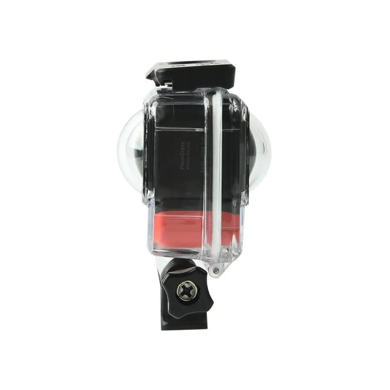 Transparent waterproof case for Insta360 One RS panoramic dual-lens action camera.