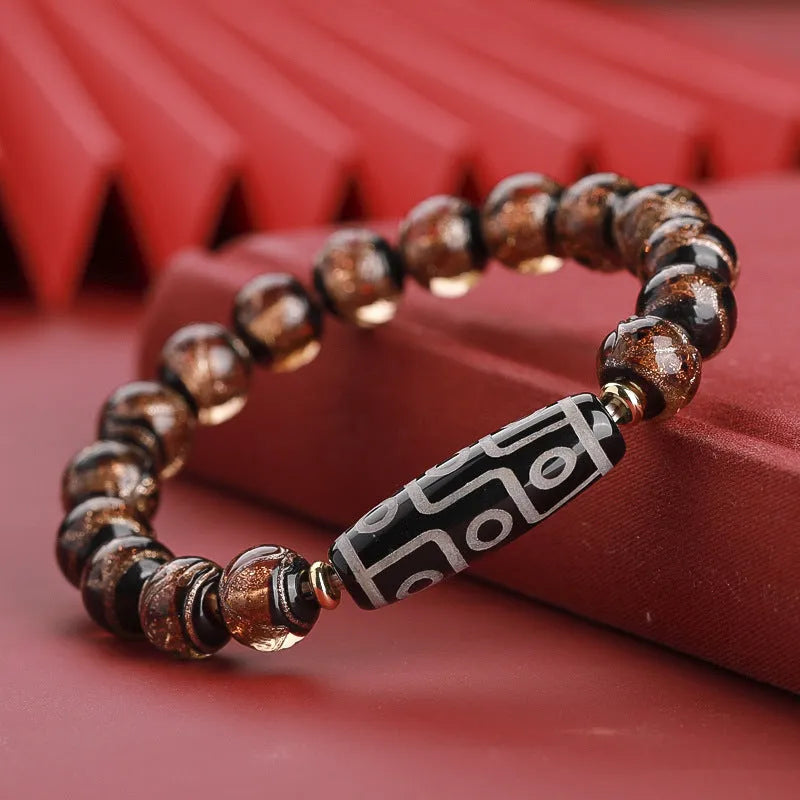 Chinese style coloured glaze bracelet with year snake lucky beads in three bead sizes