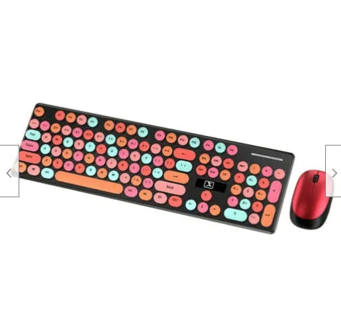Vibrant Yellow Wireless Punk Manipulator keyboard and mouse set on a desk