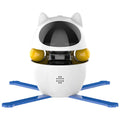 White automatic electronic cat toy with rotating stick and elastic rope for indoor feline entertainment