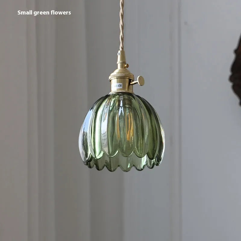 Vintage glass flower chandelier with Nordic design in amber, white, green, transparent, or smoky grey