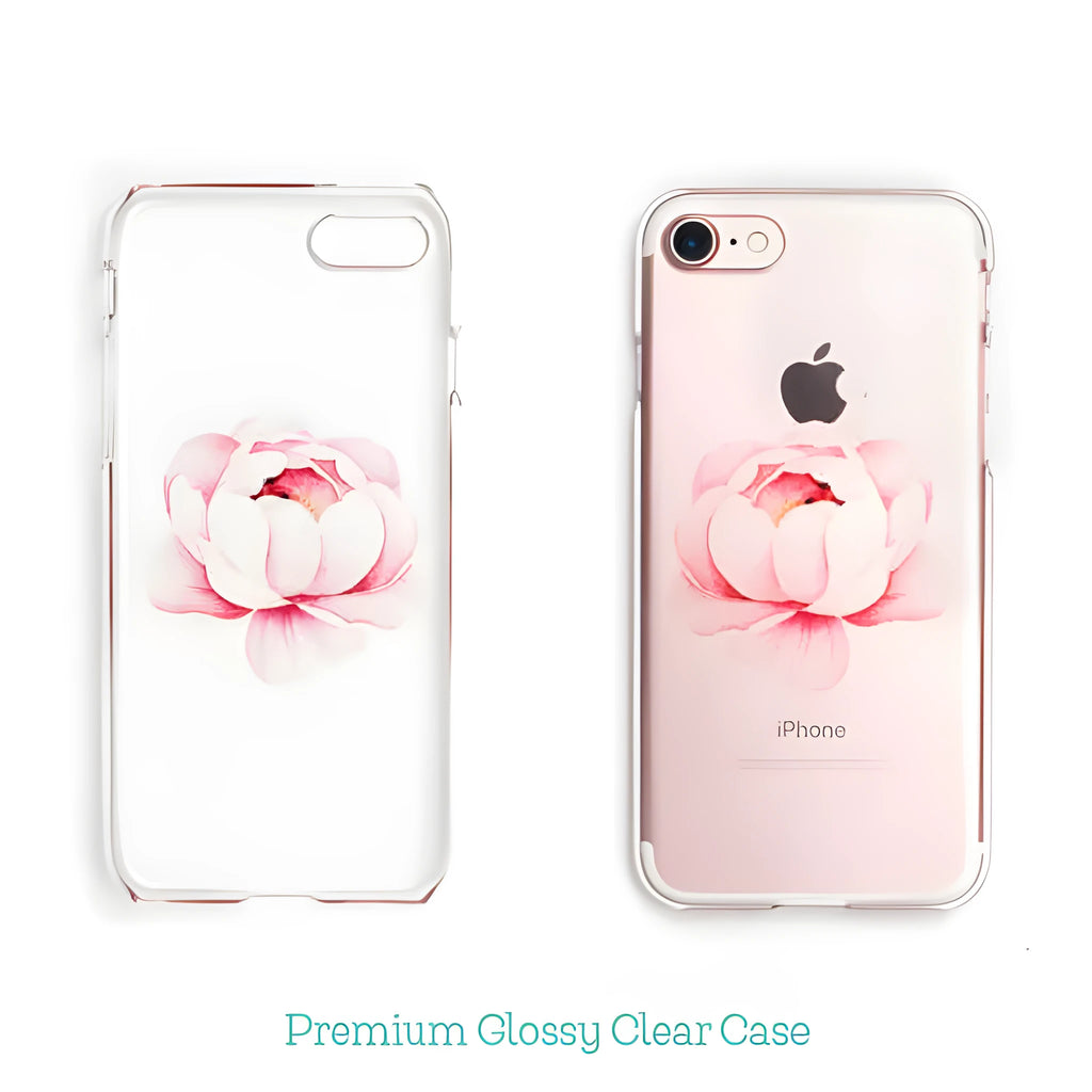 Custom transparent TPU phone case showing clear back design with multiple smartphone compatibility