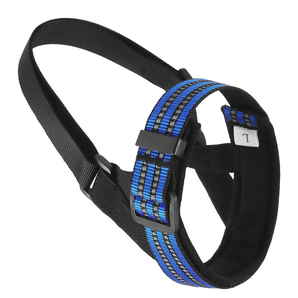 Adjustable anti-biting dog muzzle with reflective trim for medium and large breeds