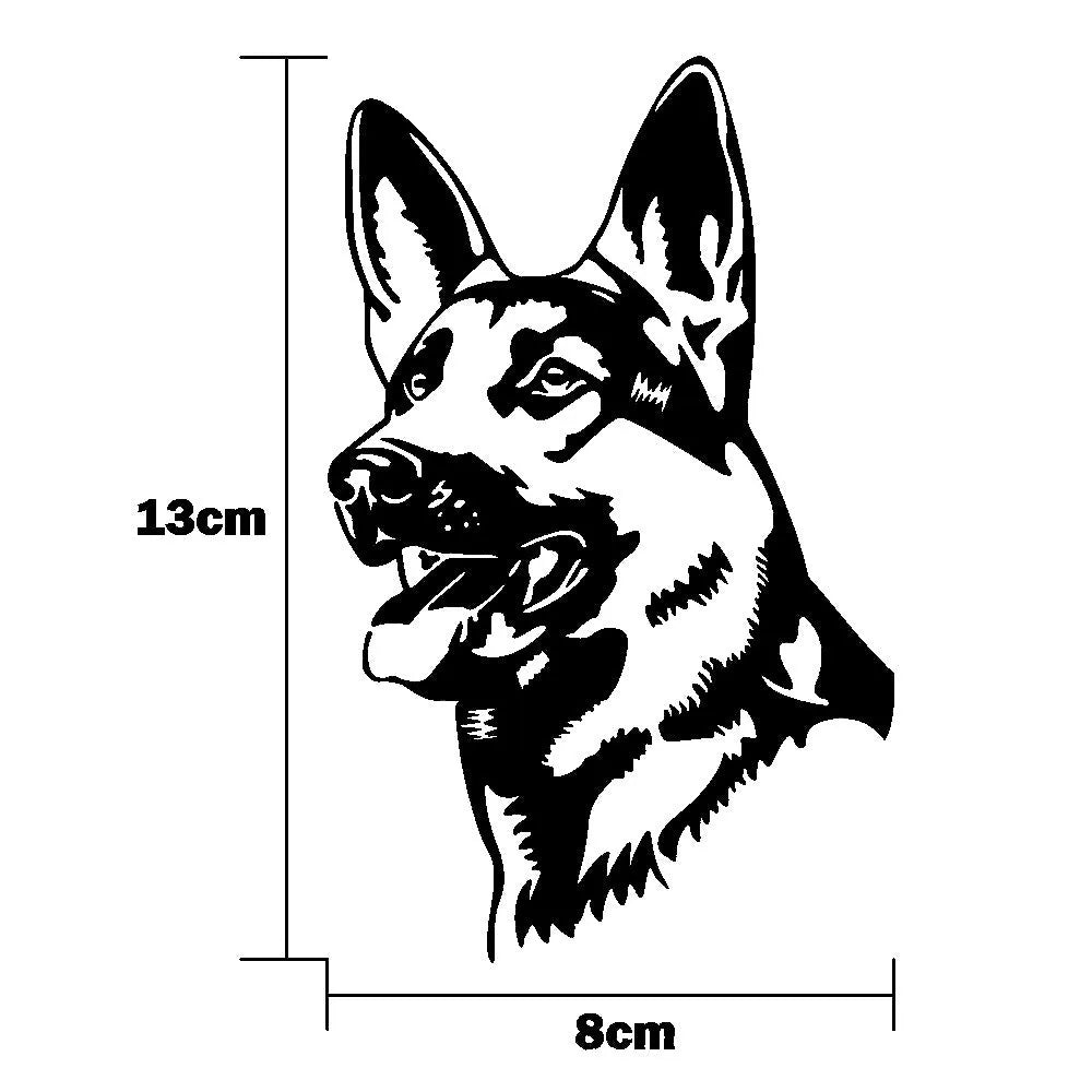 Reflective hunting dog Alsace Shepherd vinyl car sticker in multiple colour options