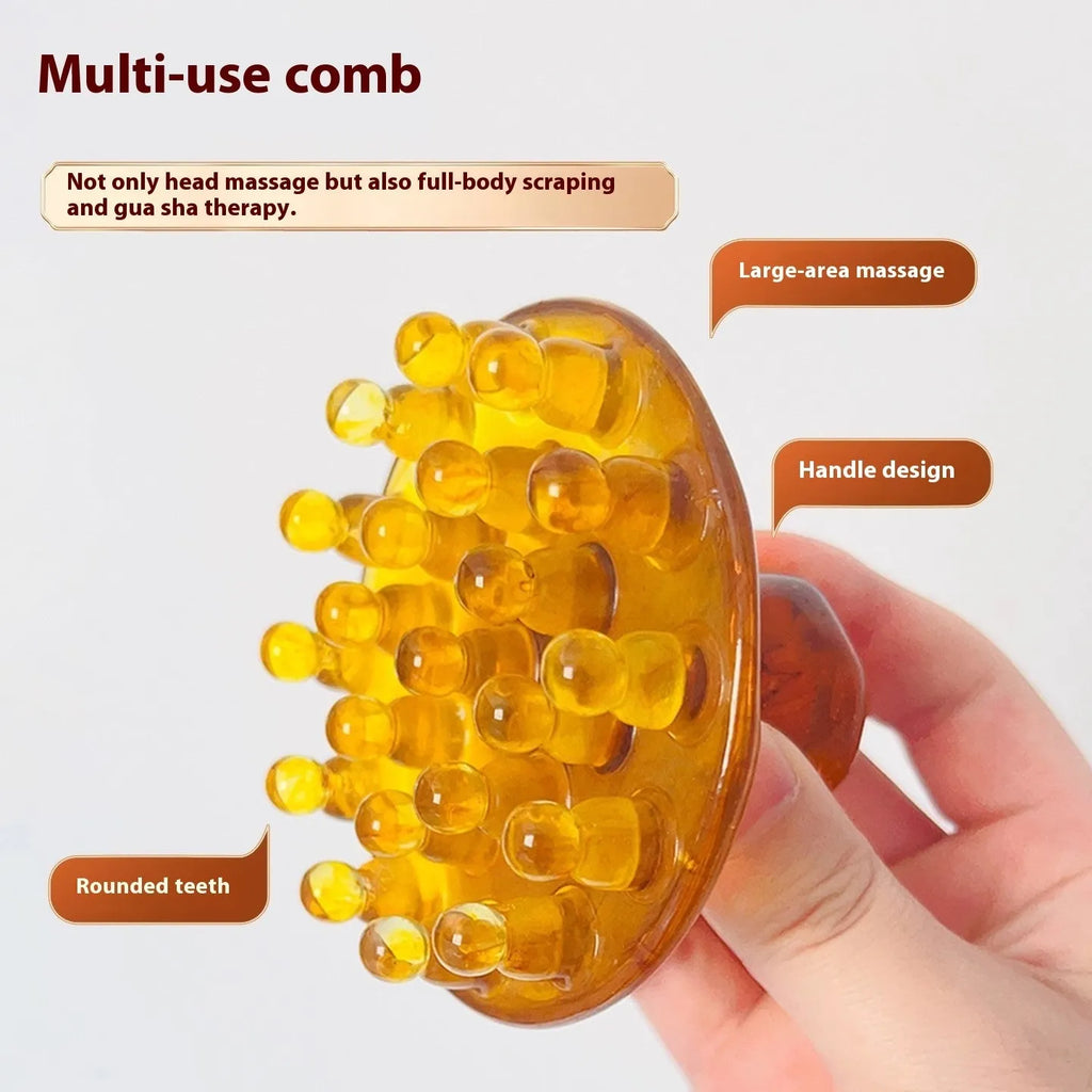 Wooden disc massage comb with 21 teeth in coffee brown colour