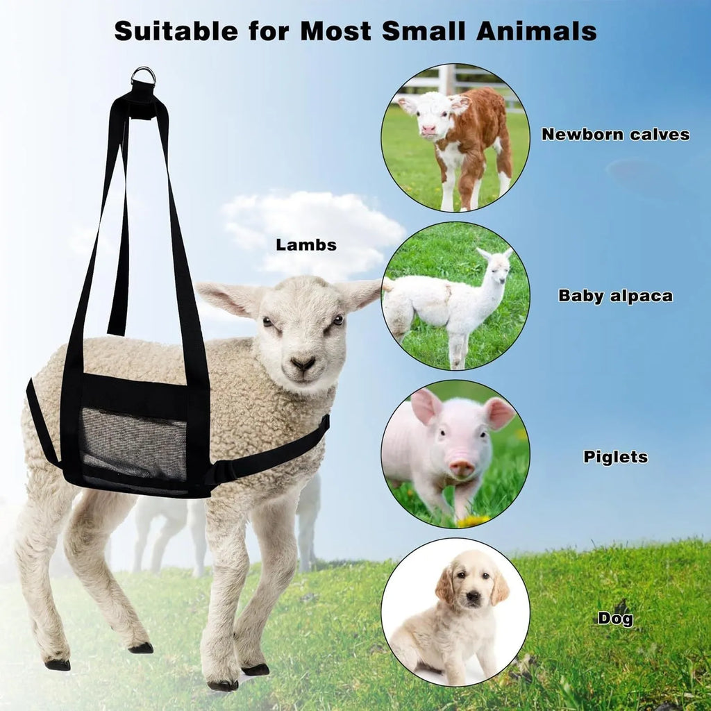 Black nylon calf and dog weighing sling measuring 35cm by 150cm for livestock and pets