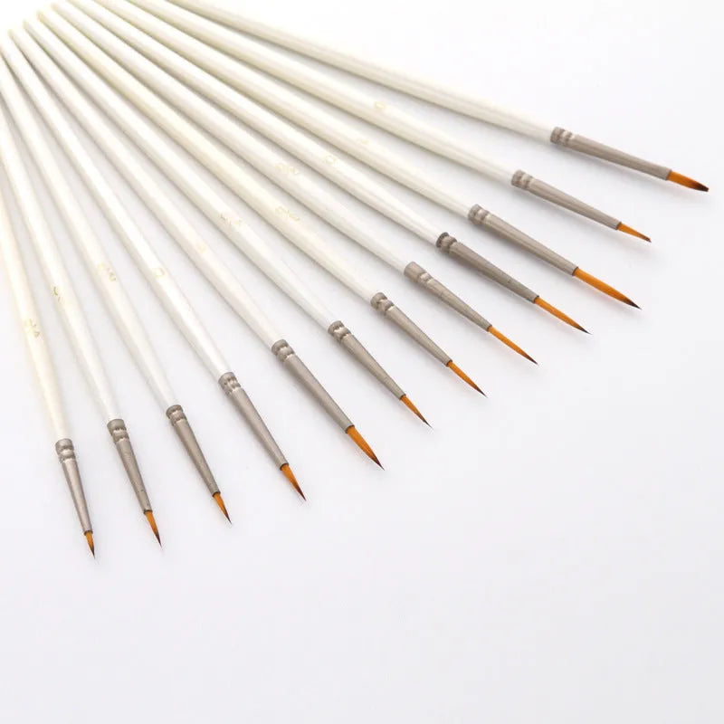 12 nylon wool hook line art markers in solid wood holder with pearl white tips