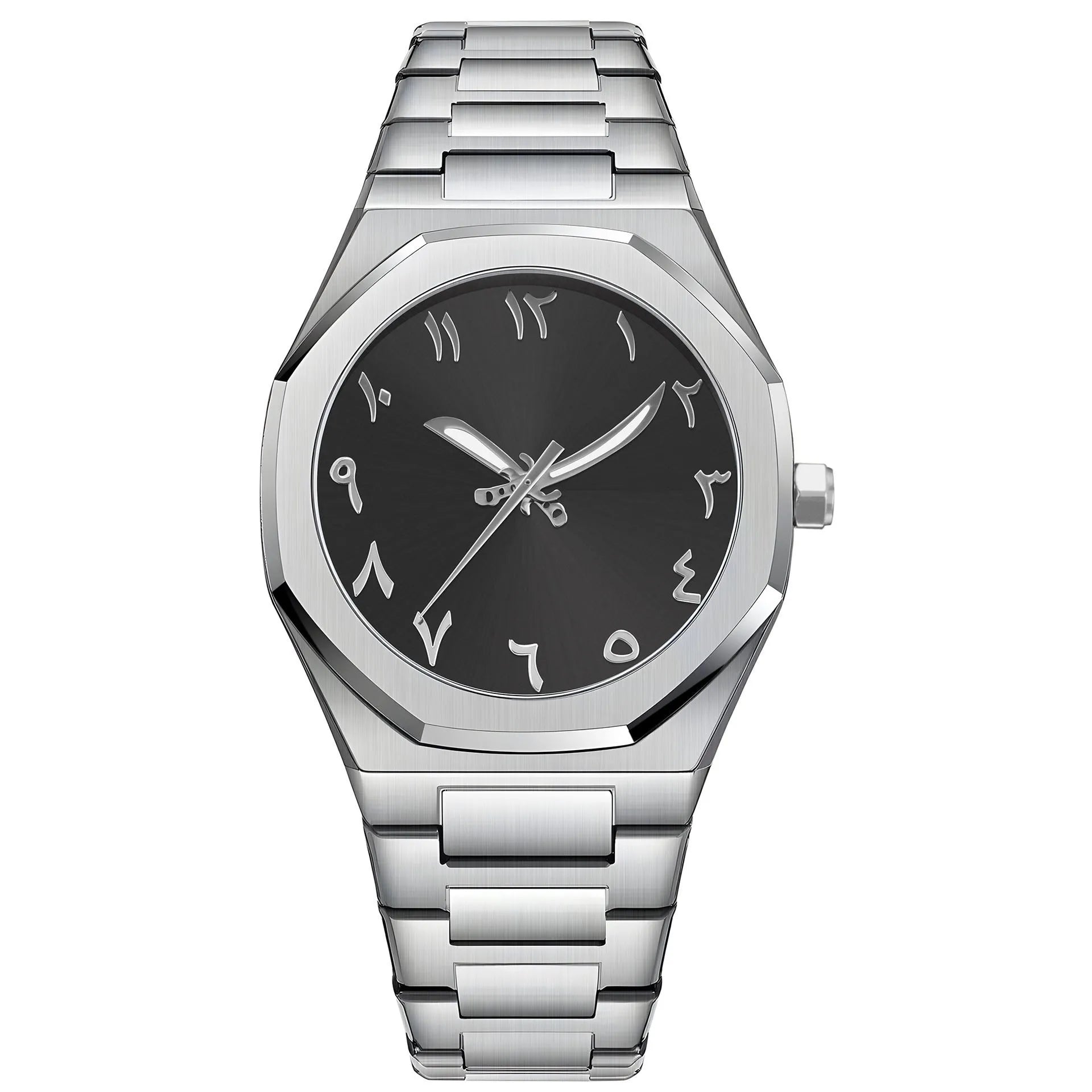 Men's business casual stainless steel quartz wristwatch showing a 10mm profile