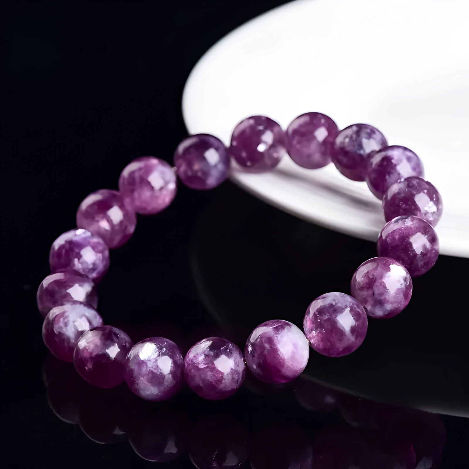Purple Grandmother Crystal Bracelet with geometric shapes and polished finish