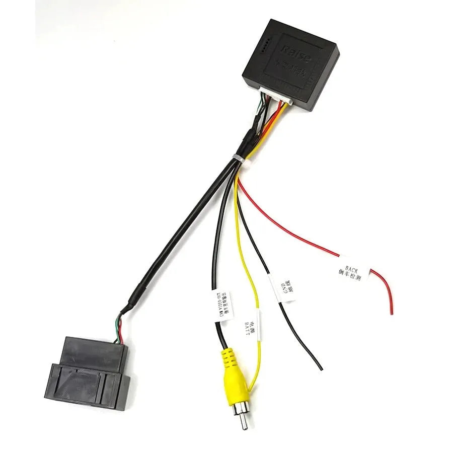 Black car camera conversion box with pure copper construction for Volkswagen Skoda MIB platform compatibility