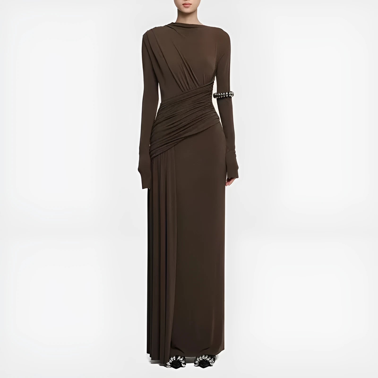 Women's solid colour polyester pencil dress in brown, black, pink, red, green colours, sizes S to XL