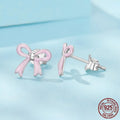 Women's S925 sterling silver bow stud earrings, SCE1925 colour, dripping oil finish
