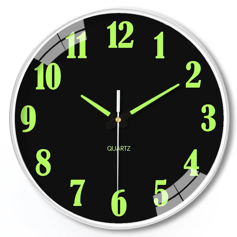 20cm modern wall clock with luminous numbers in plastic construction