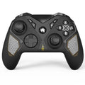 Black wireless game controller for Nintendo with type-c port and leather pattern texture.