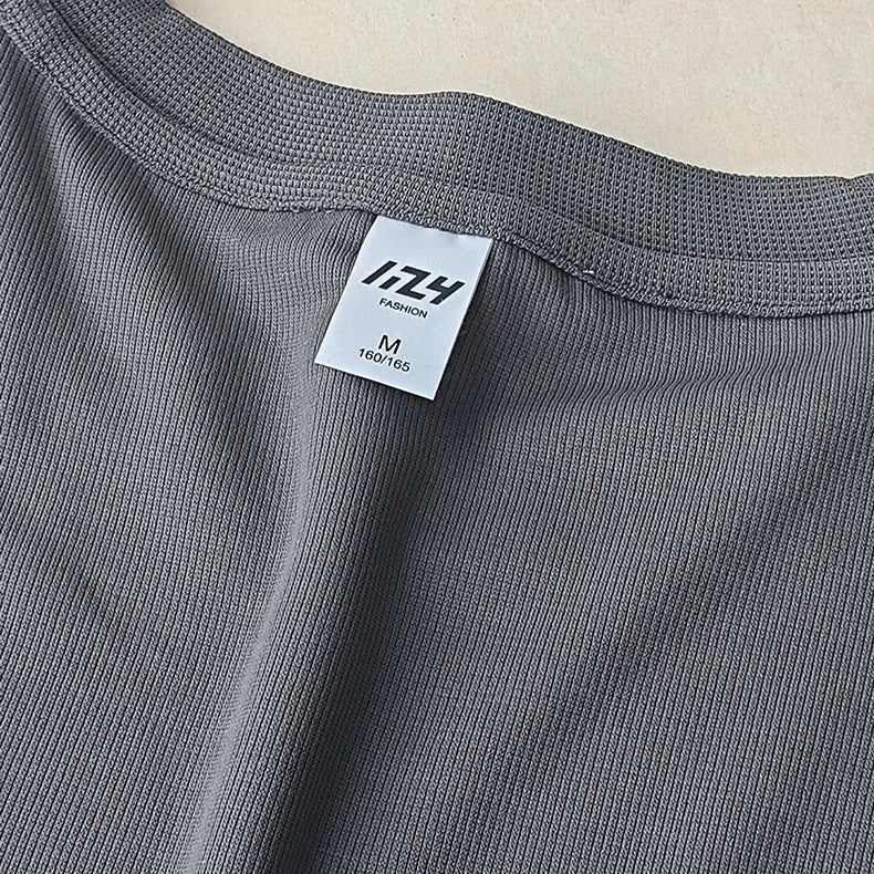 Men's heavyweight waffle-knit short-sleeve t-shirt in a solid colour, shown on a hanger.