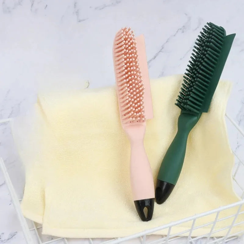 Green silicone pet brush with removable hair collector for grooming dogs, cats, and removing hair from clothes.