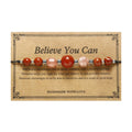 Red geometric bead crystal bracelet with sunstone, redstone and copper elements