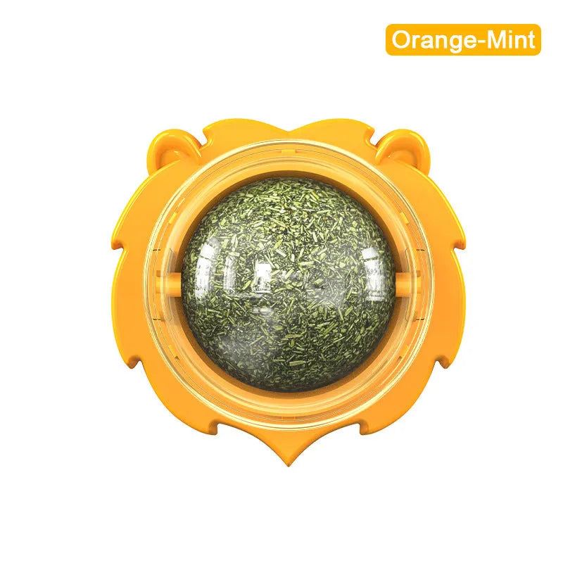 Lion-shaped adhesive catnip molar toy in blue colour with adhesive backing visible