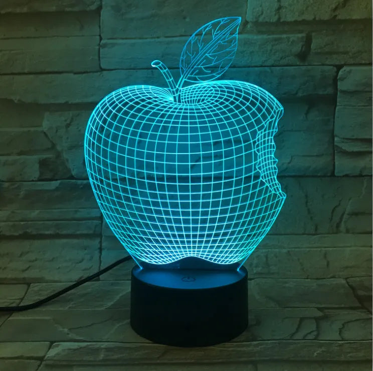 3D fruit decorative night light with colourful LED illumination and touch controls
