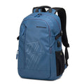 Blue plaid pattern casual computer backpack with curved shoulder strap