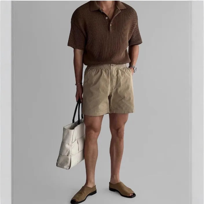 Cotton loose fit sports shorts in black, white, or khaki for summer wear