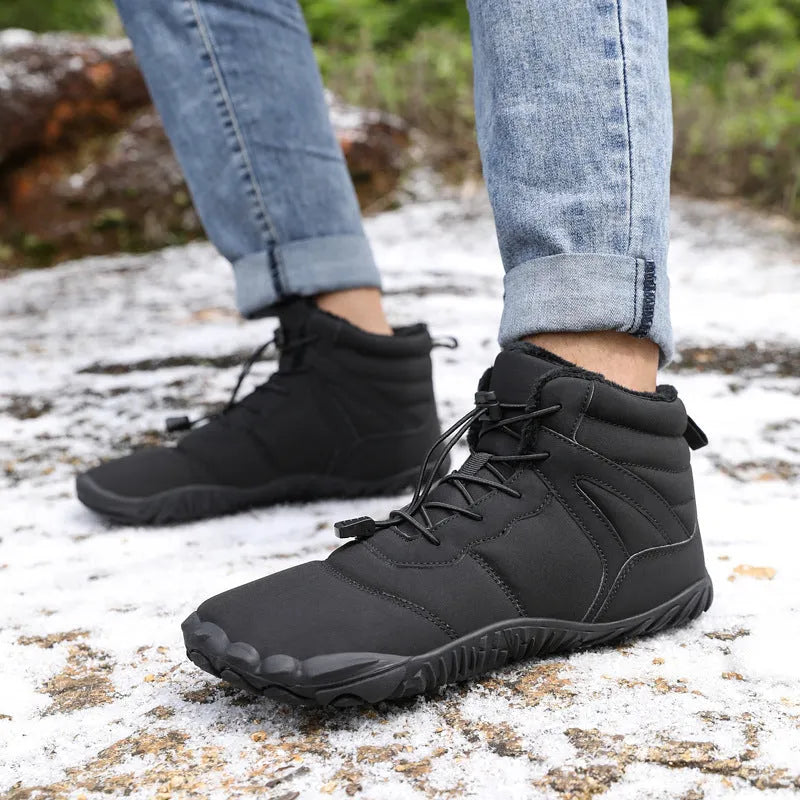 Couple fleece-lined hiking shoes with rubber sole in beige, black and gray colour options