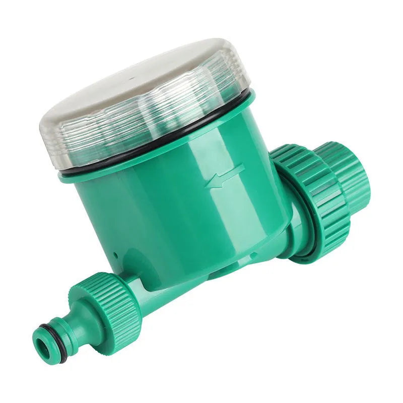Green automatic watering timer device for garden drip irrigation systems