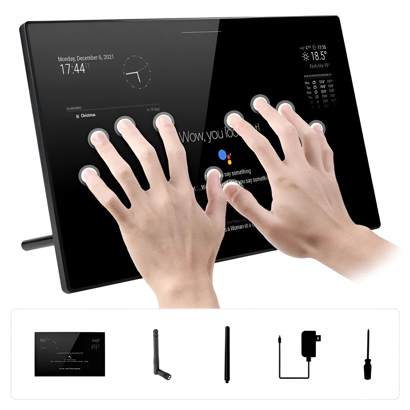 13.3-inch integrated computer touch display with Raspberry Pi CM4 module for voice assistant projects.