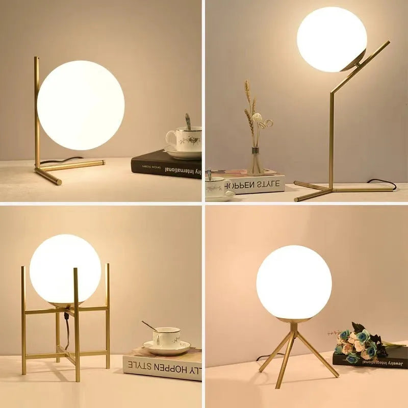 Creative LED lamp with glass shade in three size options for living room or study