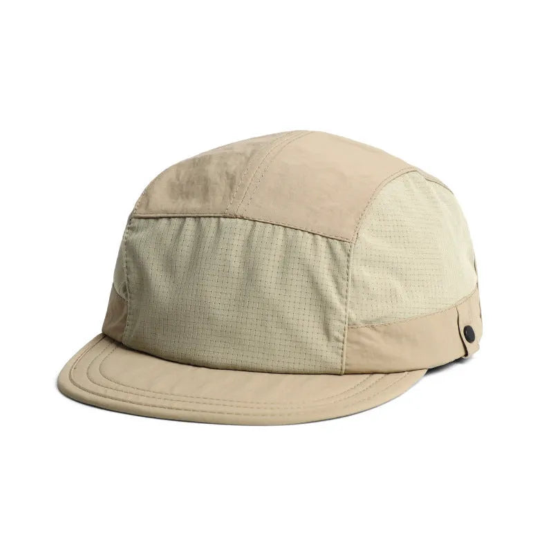 A dome crown polyester cap with a soft tongue, shown in Army Green colour, on a white background.