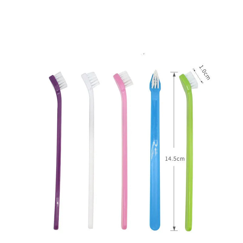 Pet dental finger toothbrush double-headed plastic teeth cleaning tool in multiple colours including purple and blue