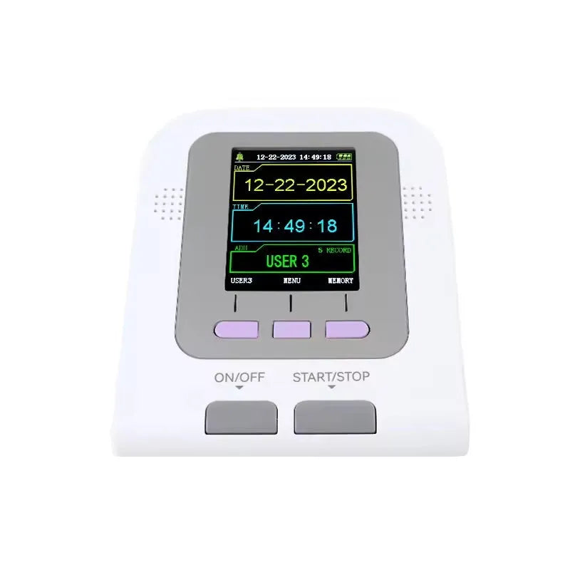 CONTEC08A veterinary digital blood pressure monitor with colour screen and three cuff sizes on a table
