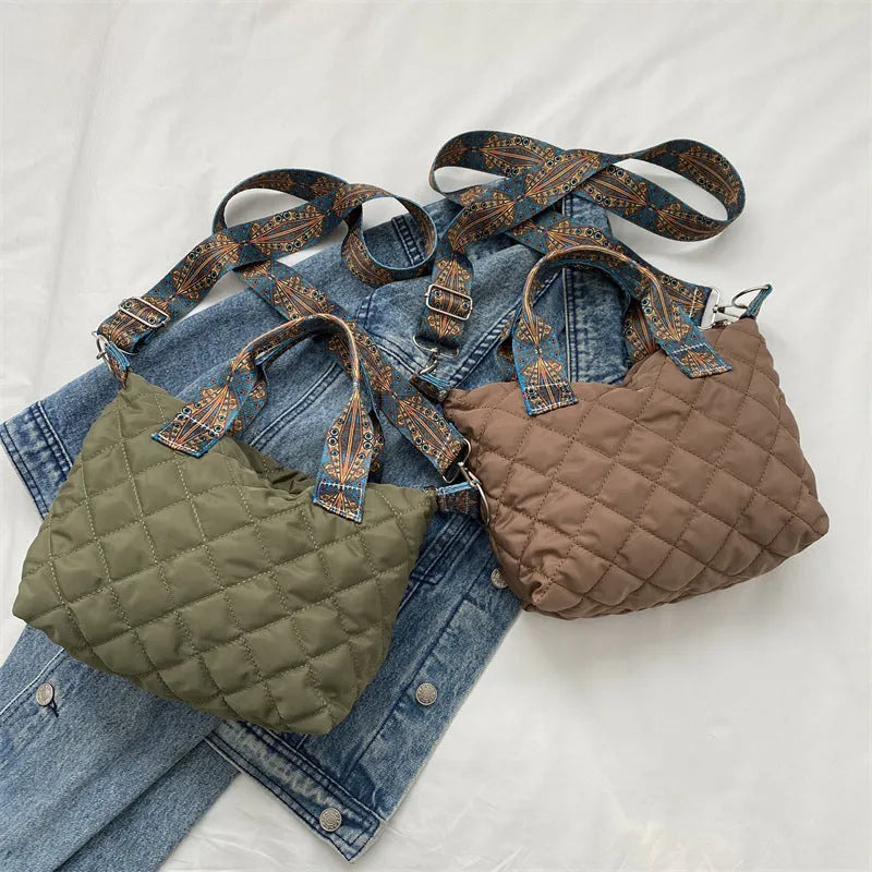 Soft Oxford cloth messenger bag in horizontal square shape with single shoulder strap