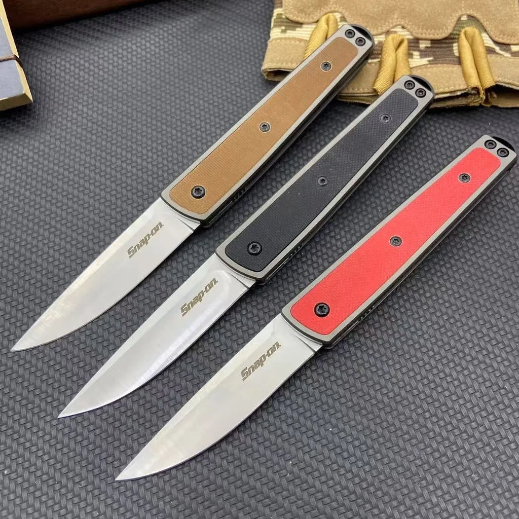 Folding fruit knife with stainless steel blade in black, red or coffee colour options