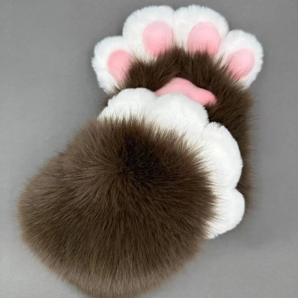 Colourful nylon animal claw cosplay gloves showing multiple colour variants including pink, blue, yellow, and green combinations