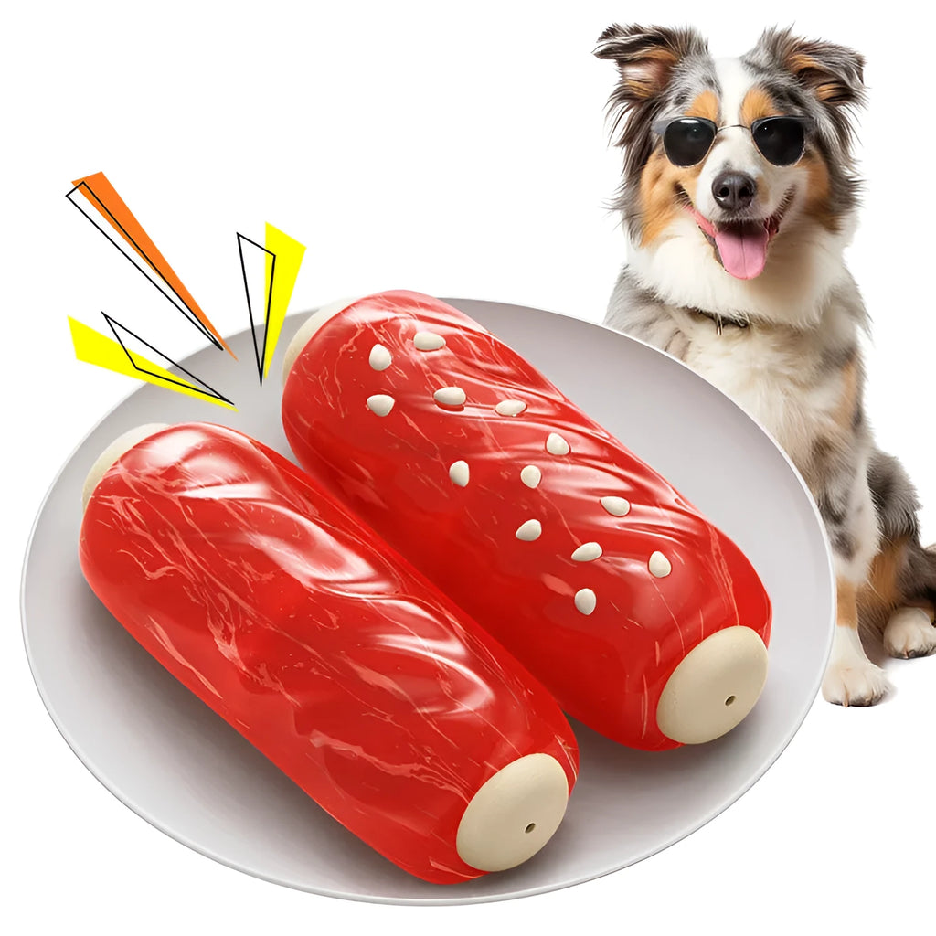 White plastic bone-shaped molar rod dog chew toy for small breeds.