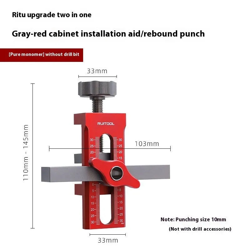 Aluminium alloy cabinet door installation aid tool for woodworking hinge placement