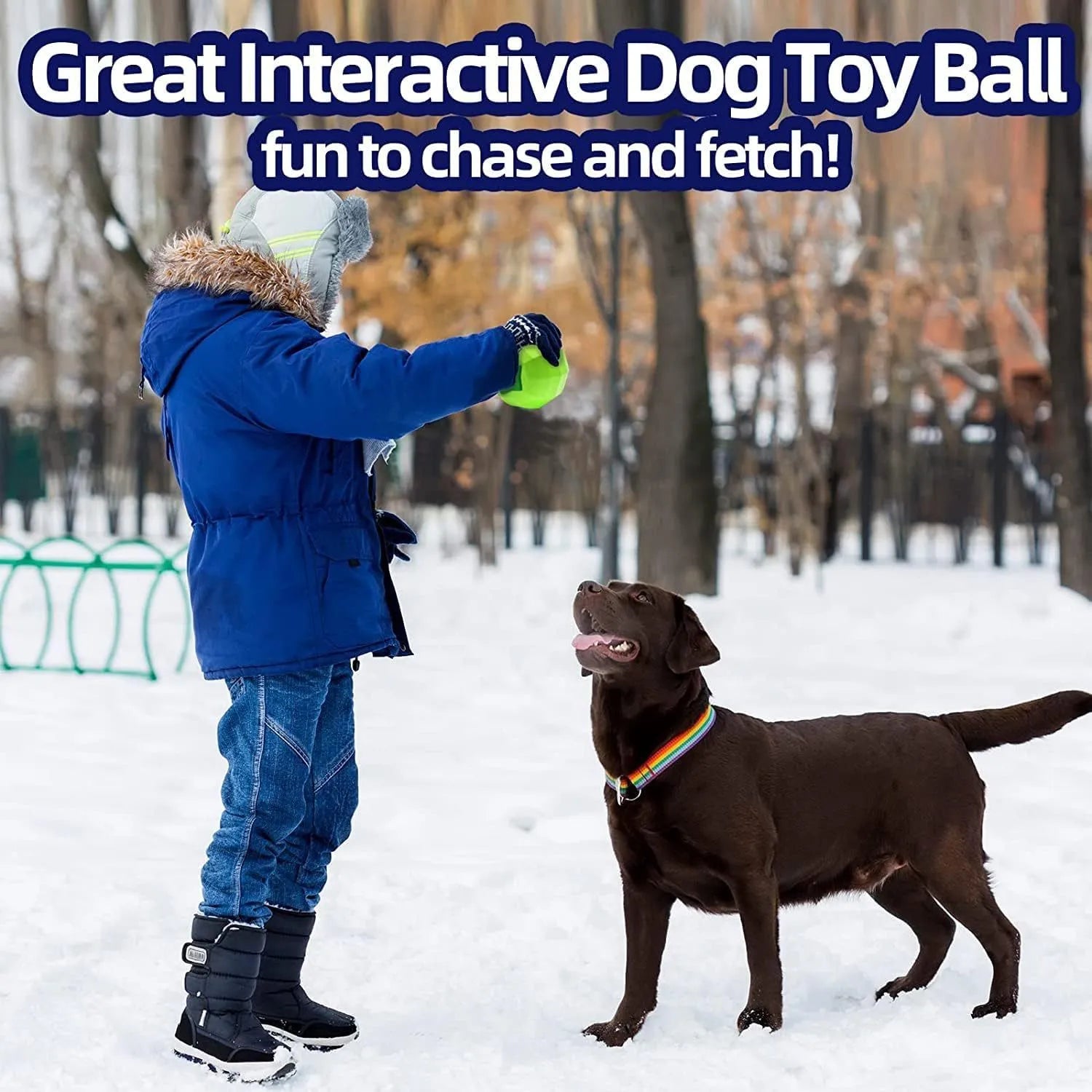 Green natural rubber dog squeaky ball chew toy for large dogs.