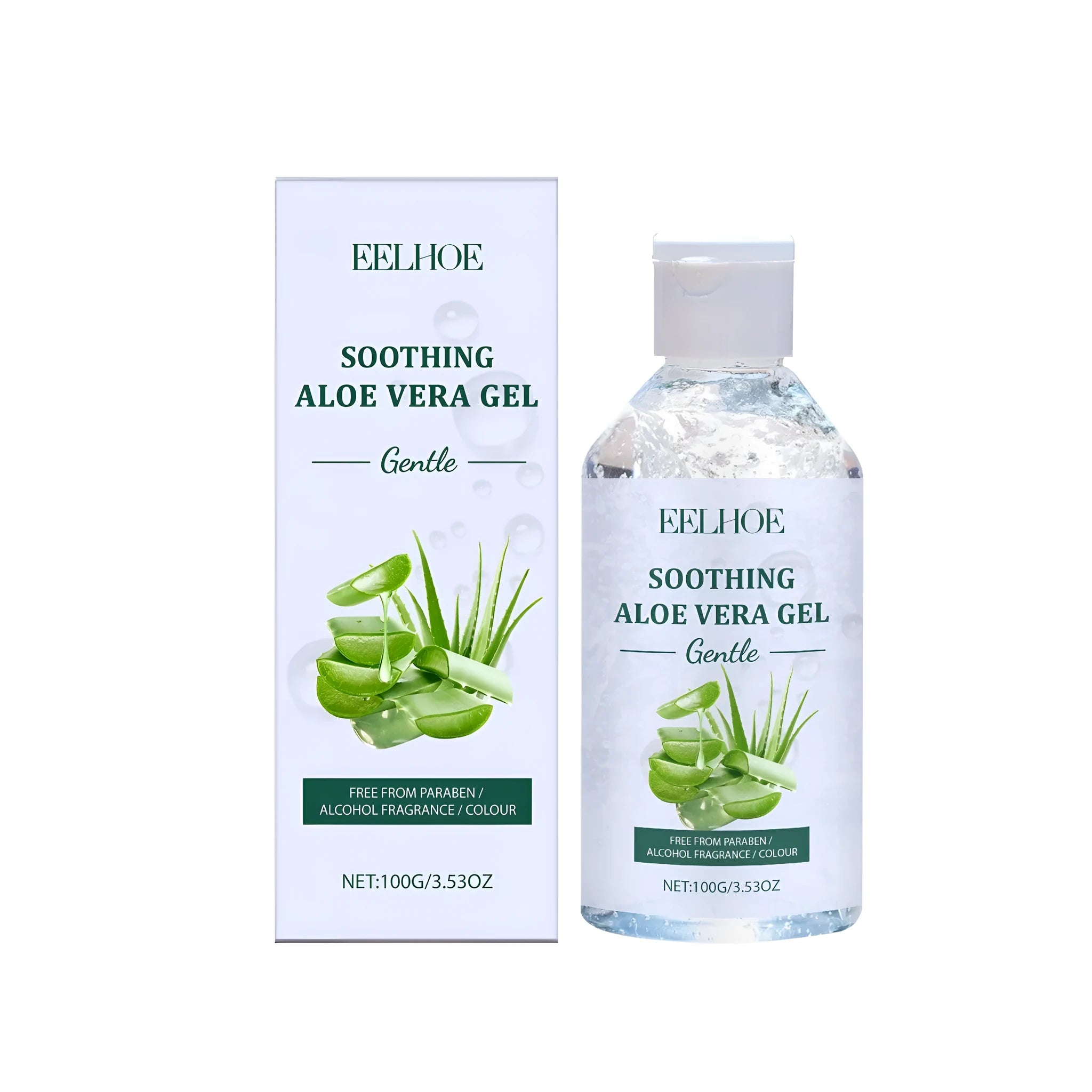 100g tube of aloe gel skincare product with aloe vera and sodium hyaluronate ingredients
