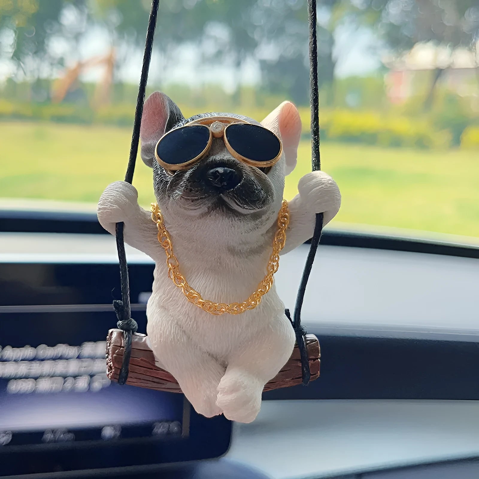 Resin cartoon Bulldog car hanging ornament for rearview mirror in various colours