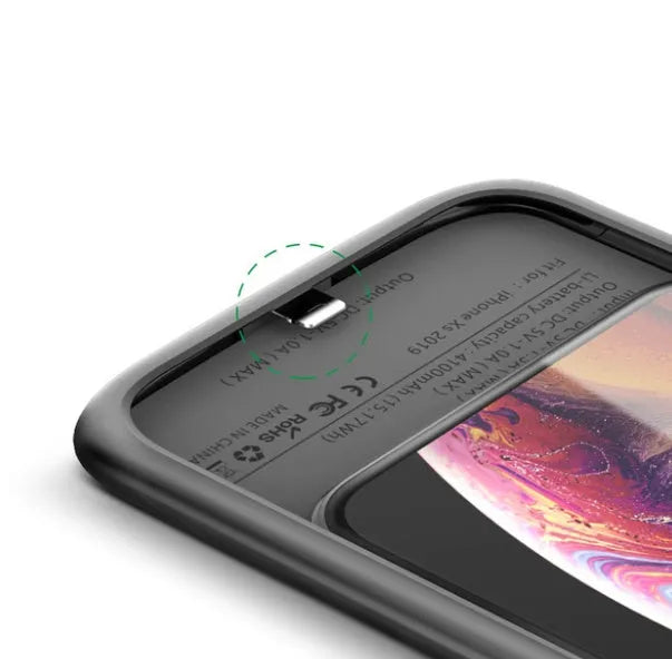 iPhone 11 battery case with 5000mAh clip-on external charger in black