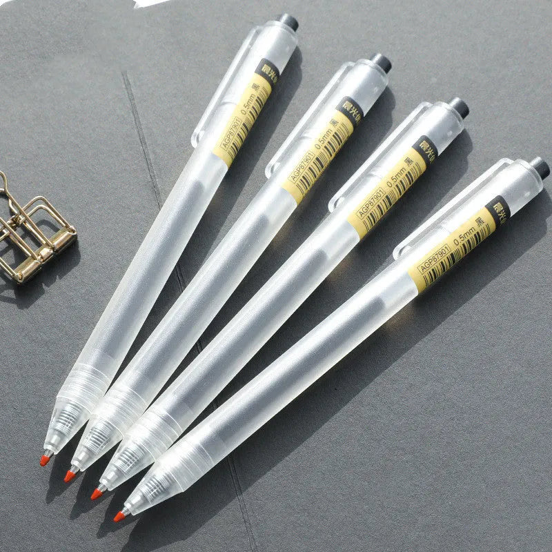 Set of 12 matte black retractable gel pens with 0.5mm tips and 2 refills