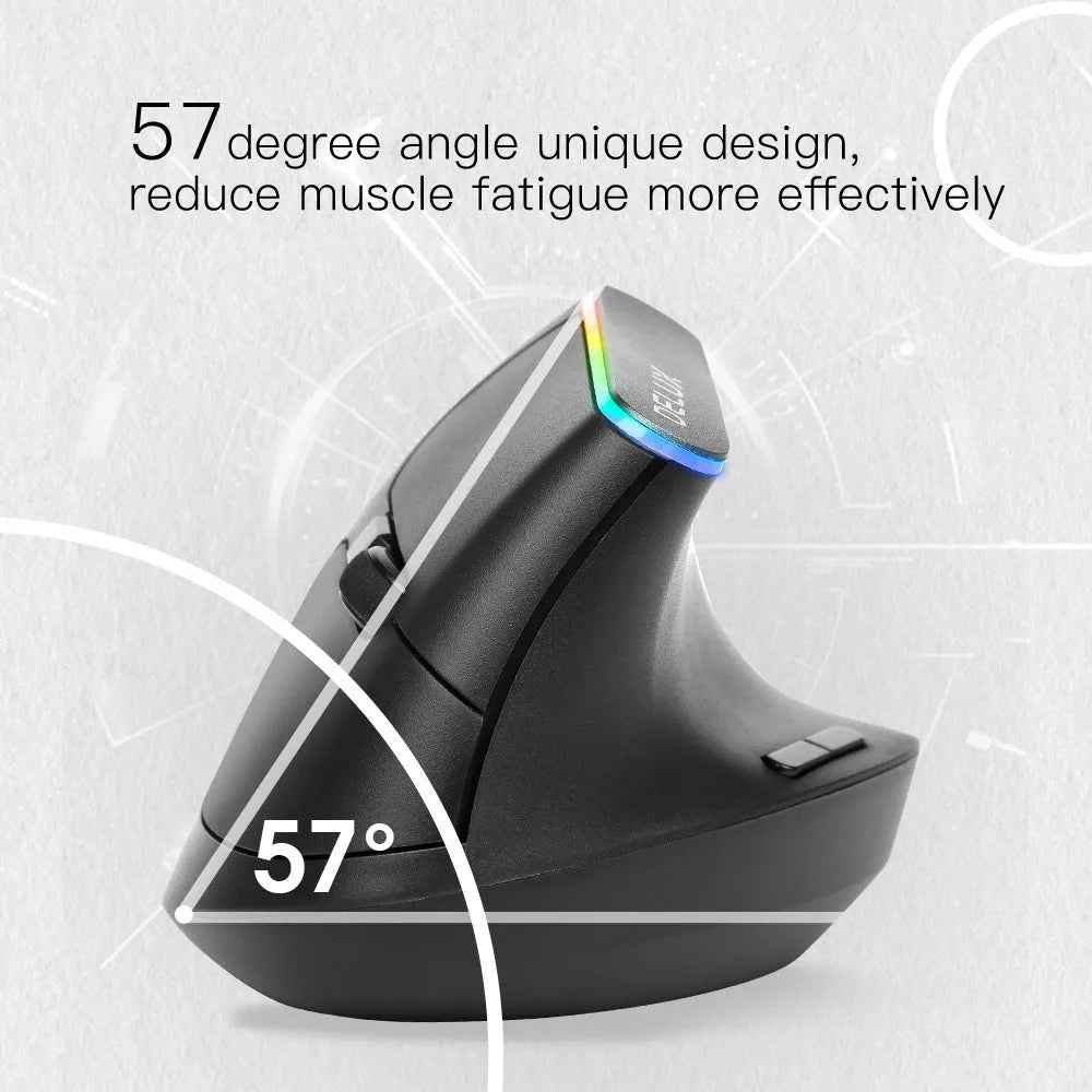 M618C vertical ergonomic wireless computer mouse with RGB lighting in black or white