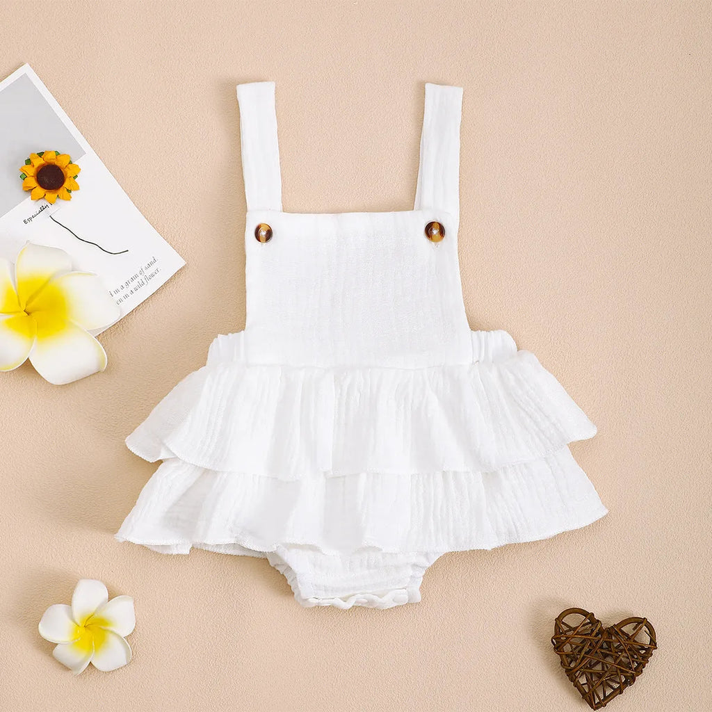 Baby cotton triangle jumpsuit sling dress in summer colours orange apricot white sleeveless hidden hook 0-18 months
