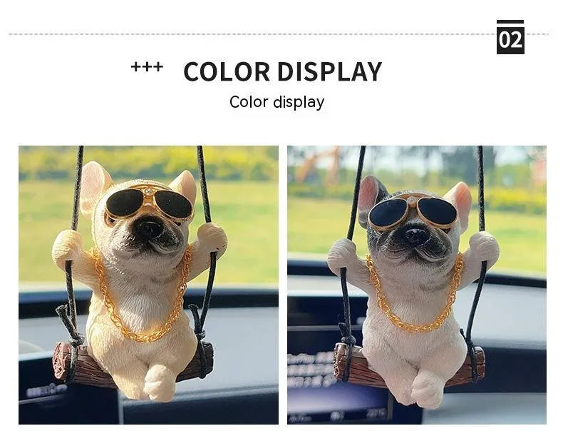 Resin cartoon Bulldog car hanging ornament for rearview mirror in various colours